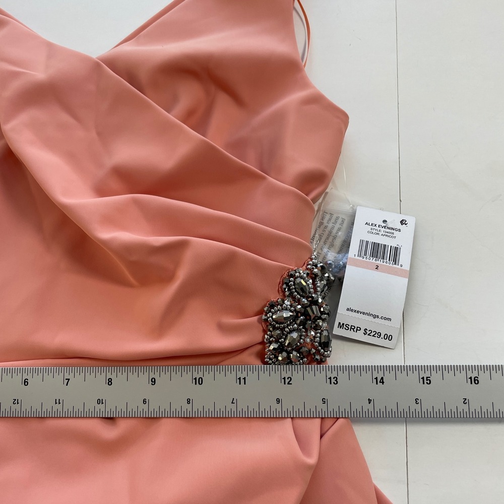 NEW $229 Alex Evenings Side Ruched Cocktail Sheath Dress Bodycon Slimming Size 2 - Picture 7 of 15